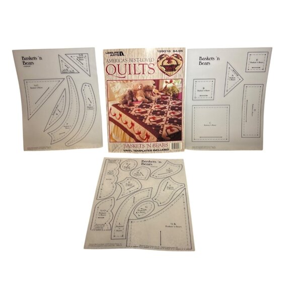 Leisure Arts Best-Loved Quilts Baskets N Bears Pattern Book Vinyl Templates - Picture 1 of 3